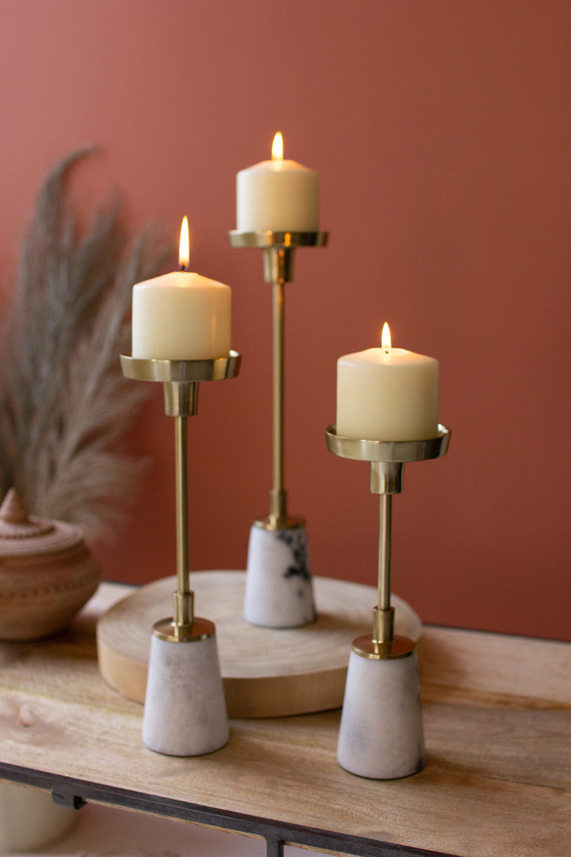 Marble and Brass Candle Holder