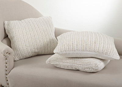 Ivory Knitted Square Pillow
