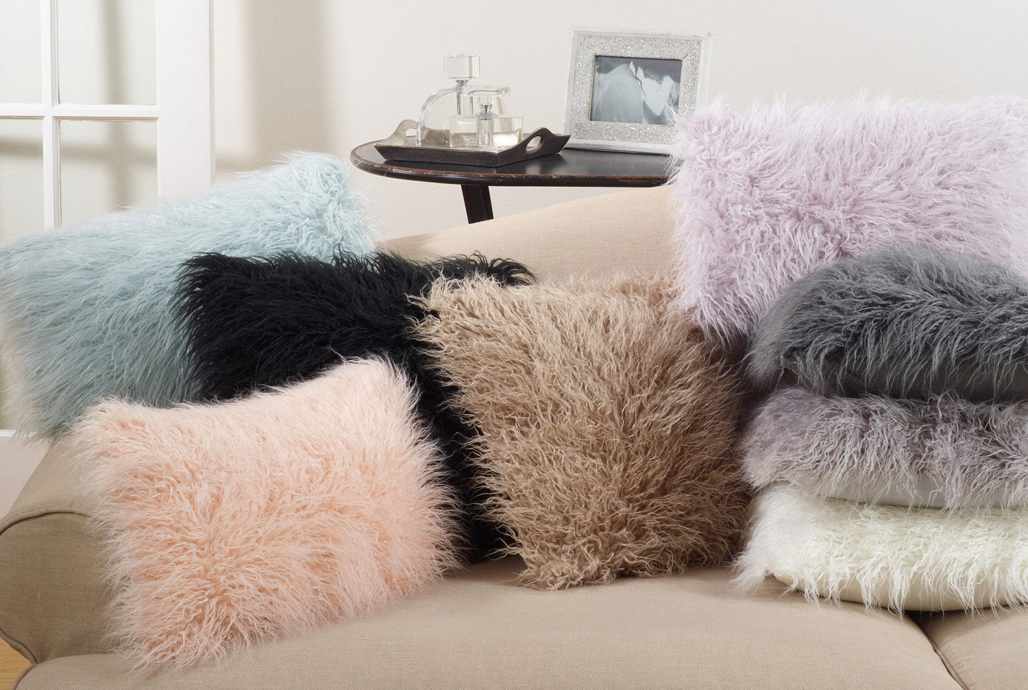 Faux Mongolian Fur Pillow