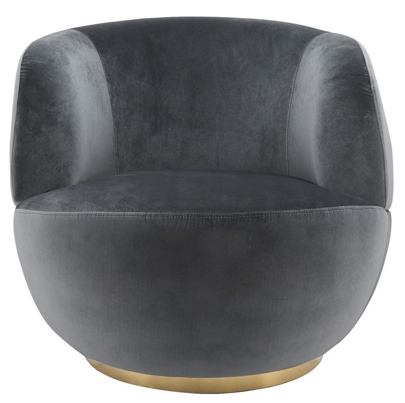 Gray Velveteen Swivel Chair