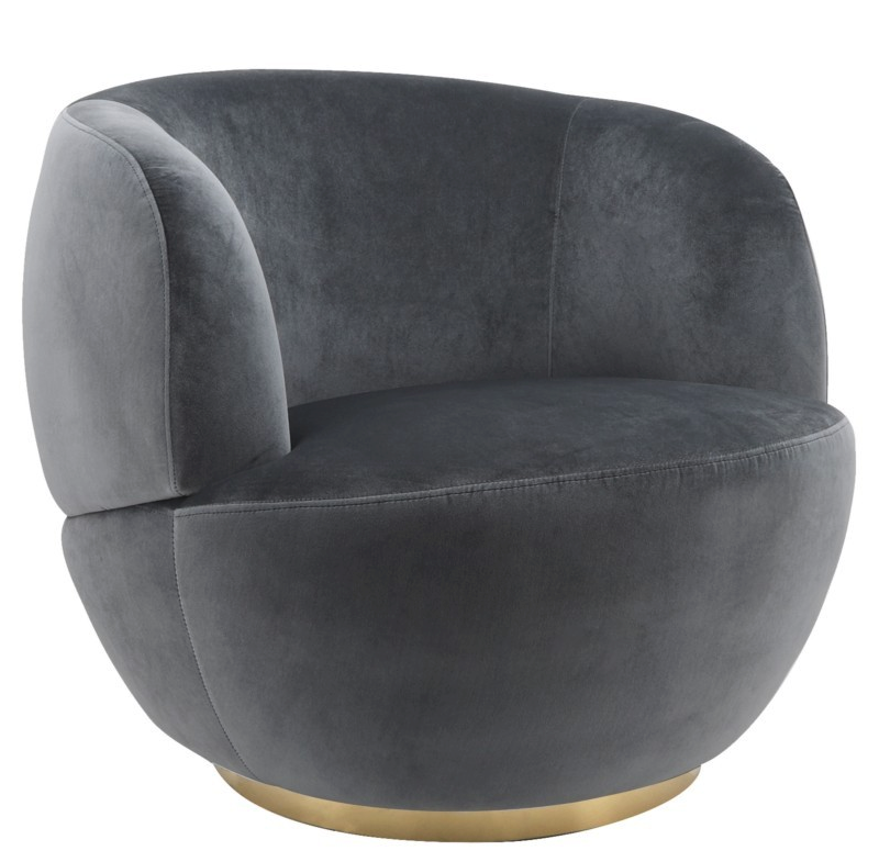 Gray Velveteen Swivel Chair