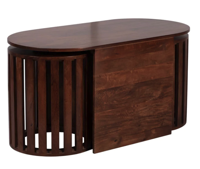 Nesting Mango Wood Coffee & Side Table Set