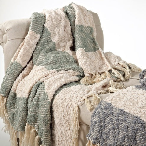 Sea Green Nubby Stripe Throw