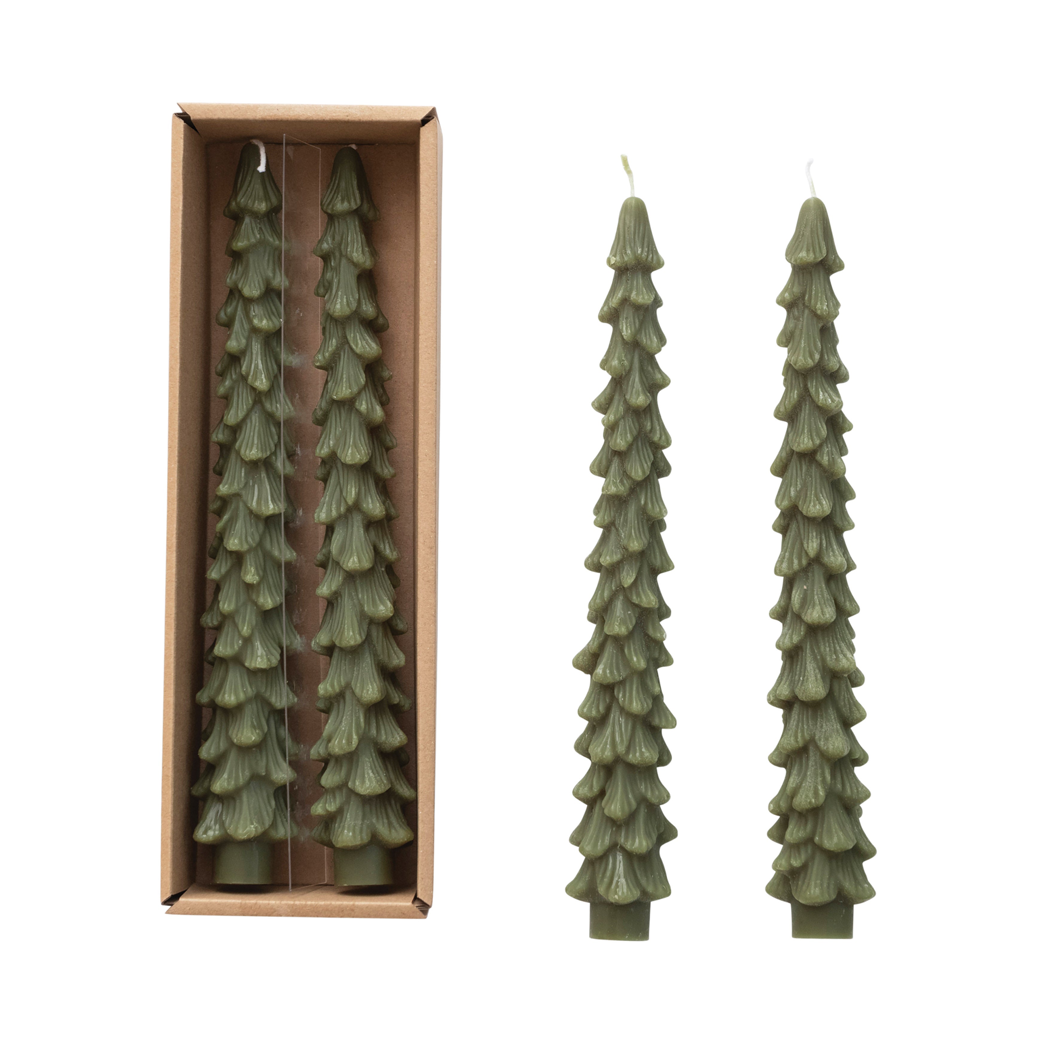 Olive Green Unscented Tree Tall Taper Candle