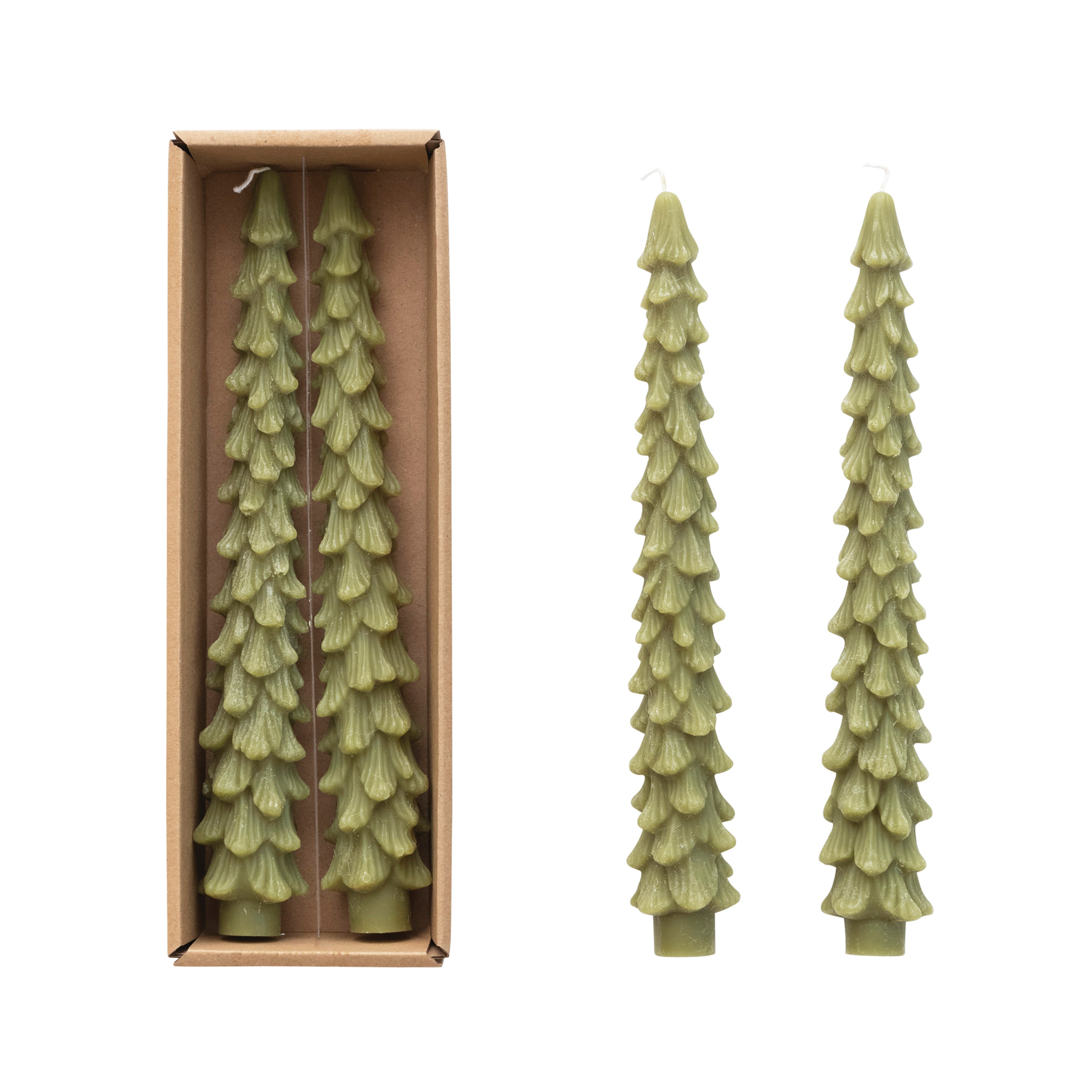 Light Green Unscented Tree Tall Taper Candle