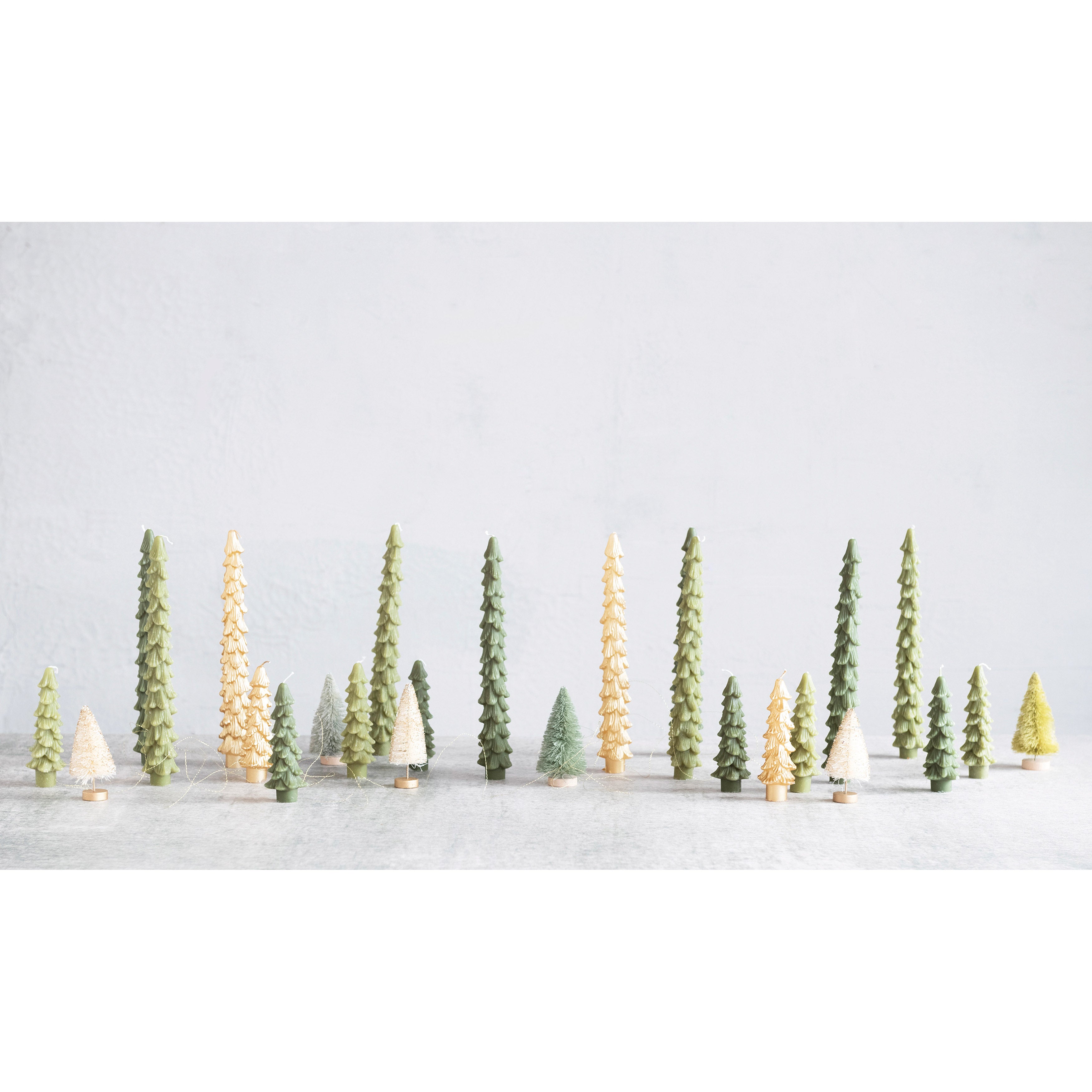 Light Green Unscented Tree Tall Taper Candle