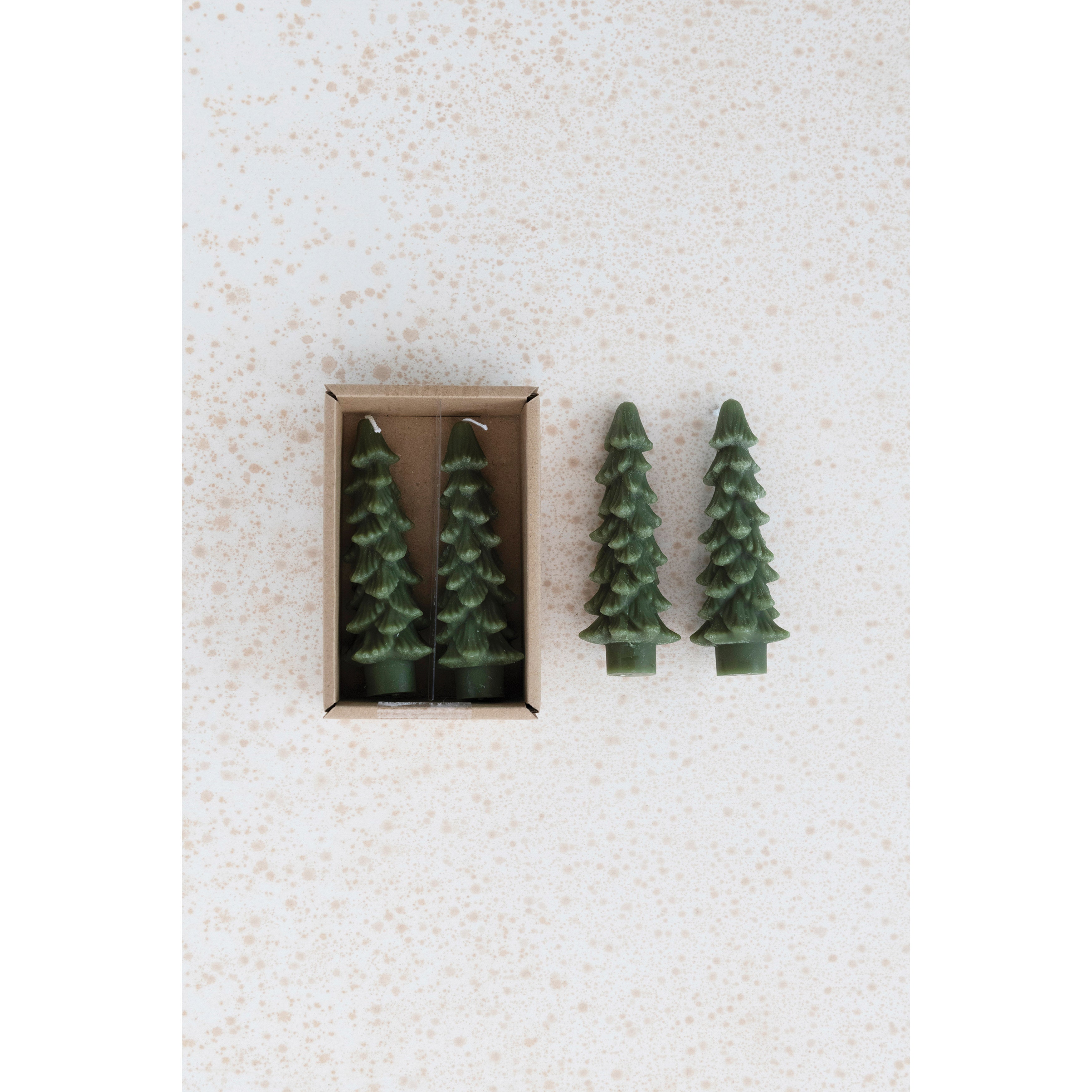 Olive Green Unscented Tree Short Taper Candle