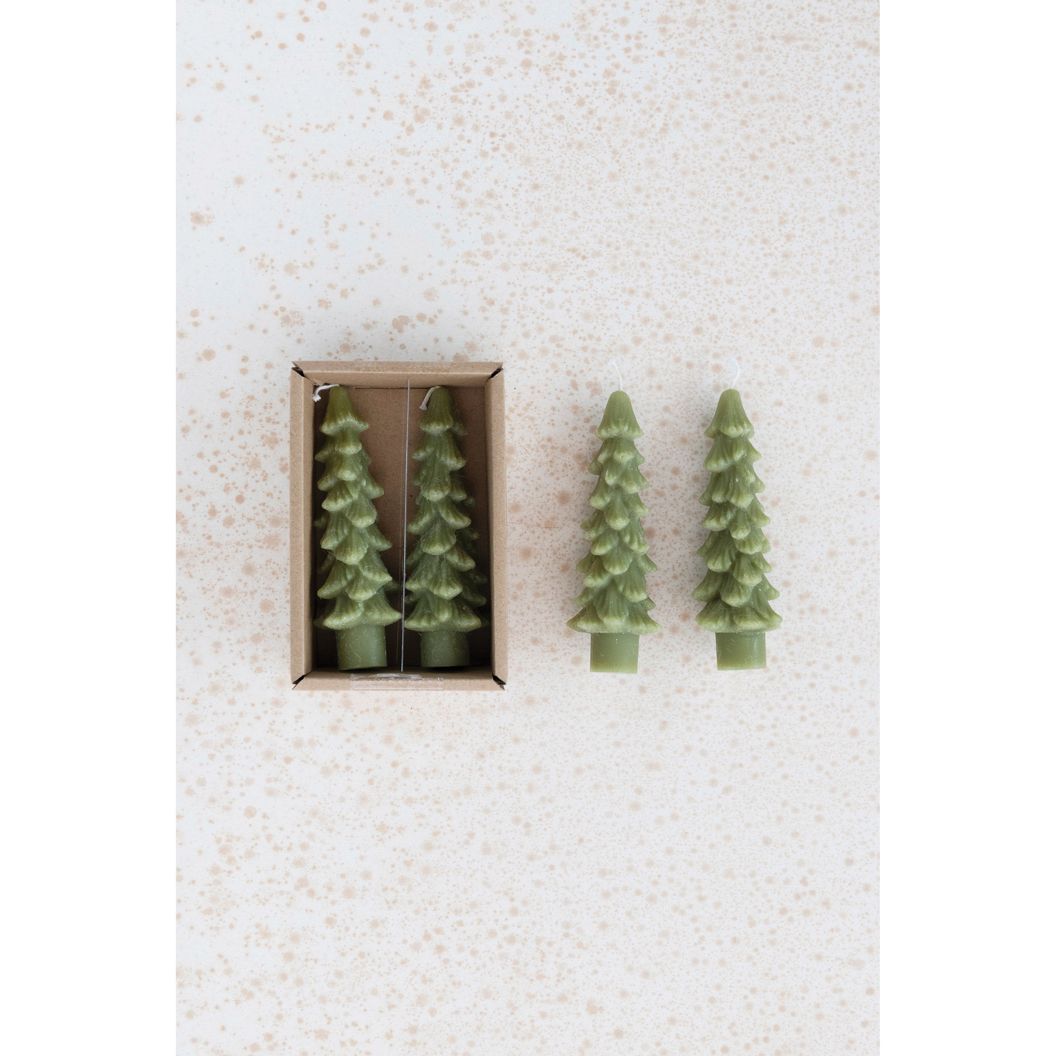 Light Green Unscented Tree Short Taper Candle