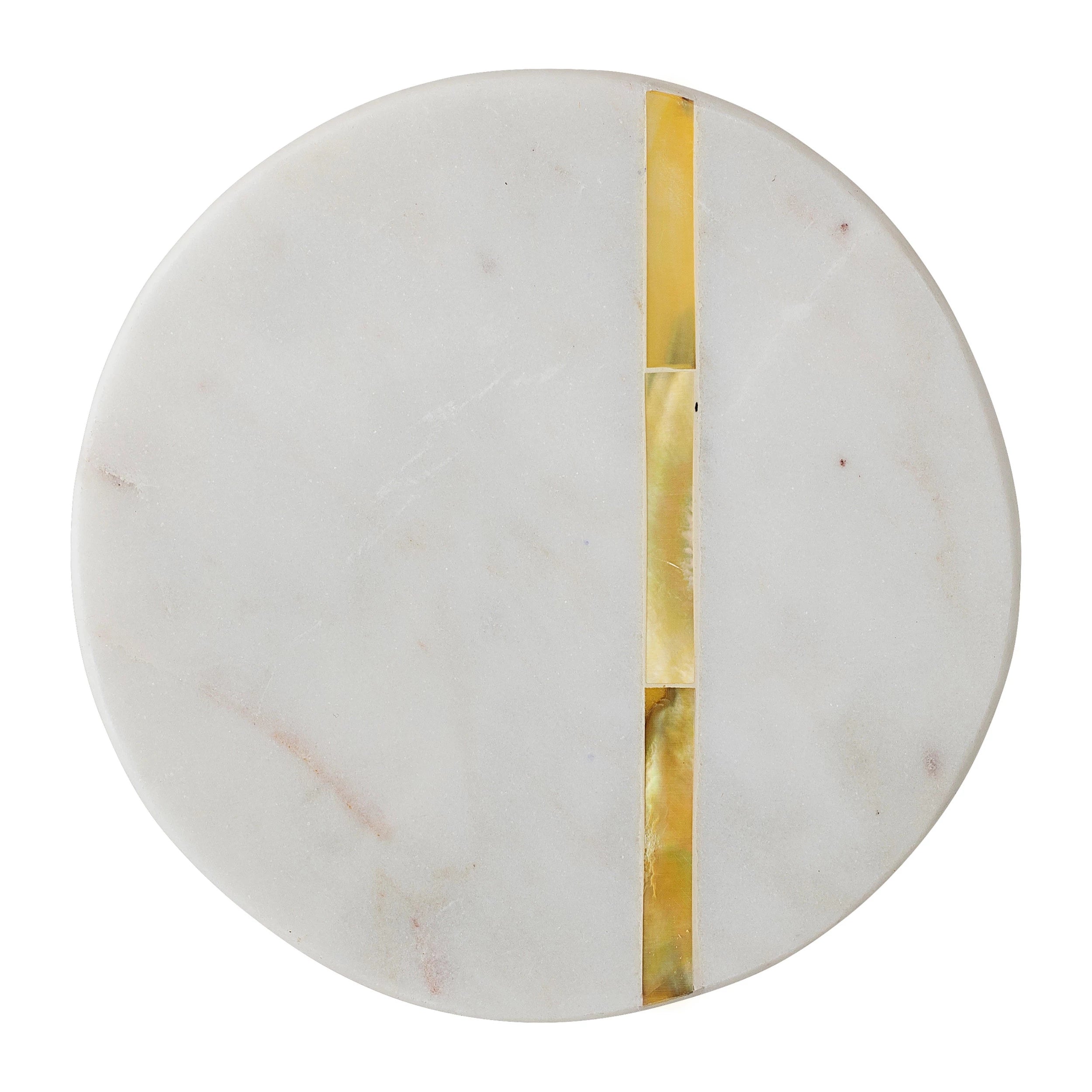 Marble and Brass Round Coaster Set