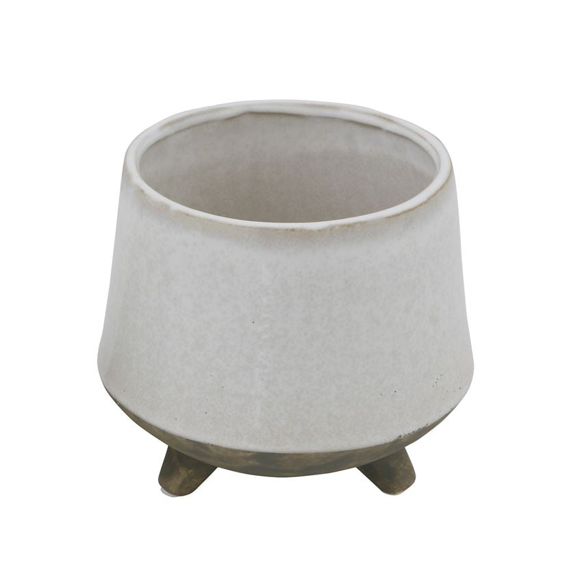Stoneware Flower Pot w/ Feet