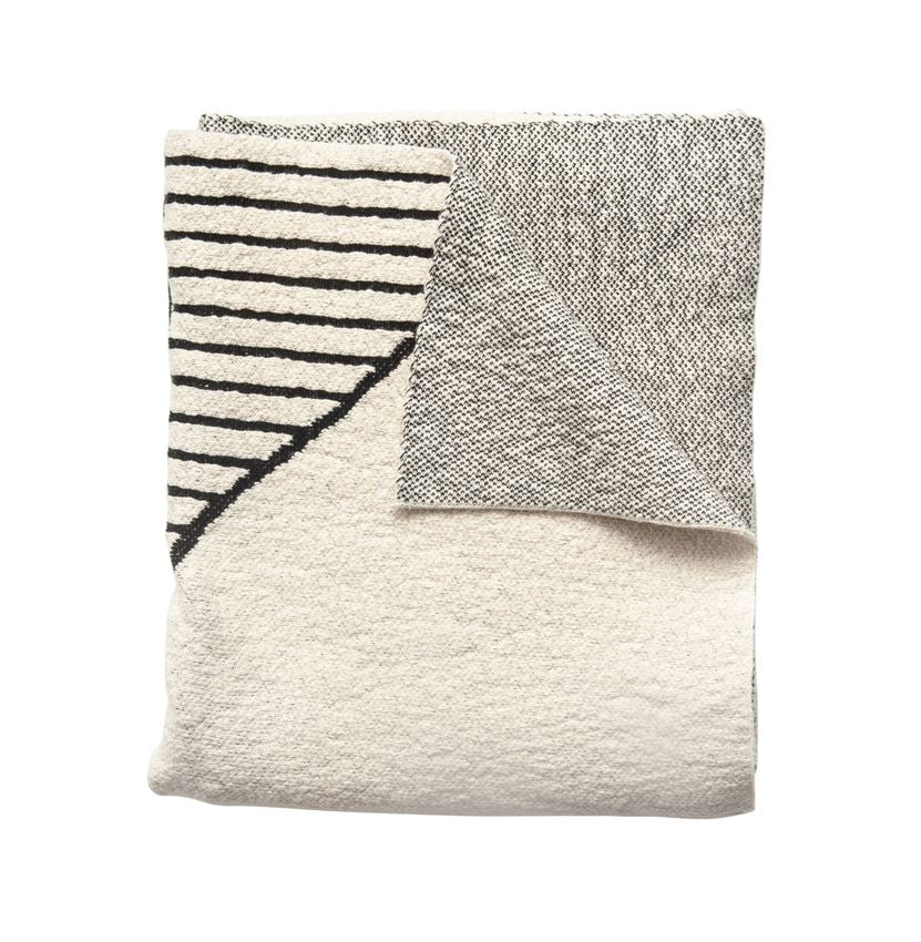 Cream & Black Pattern Throw