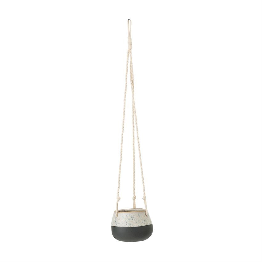 Matte Black & Cream Hanging Planter