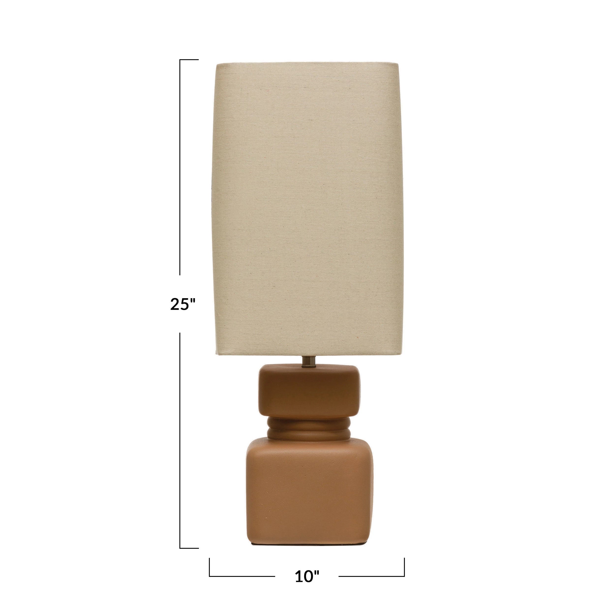 Brown Table Lamp with Linen Shade
