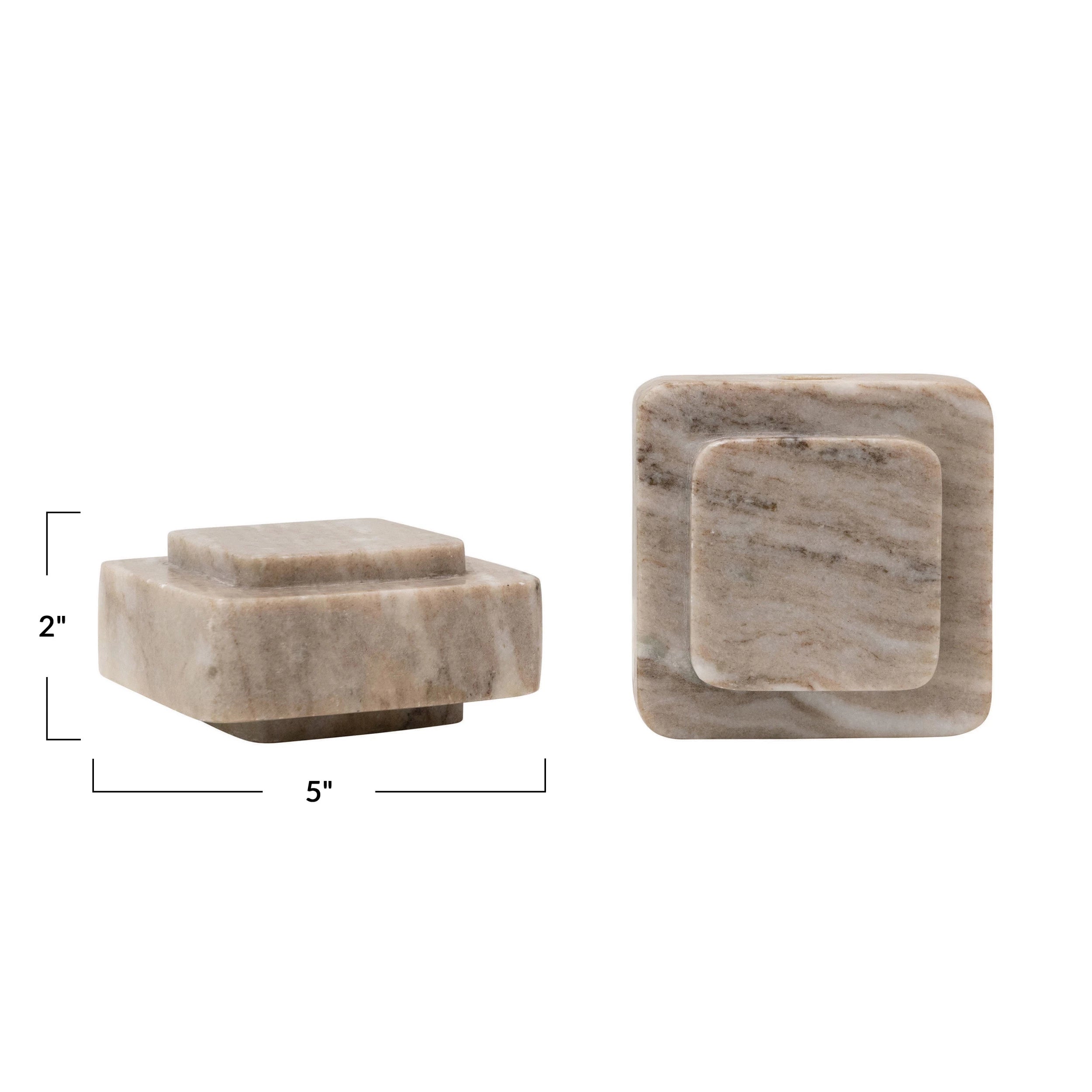 Square Beige Marble Bookends