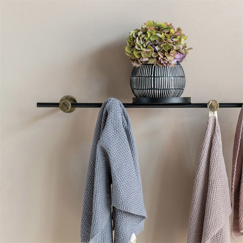 Black and Brass Wall Hook with Shelf