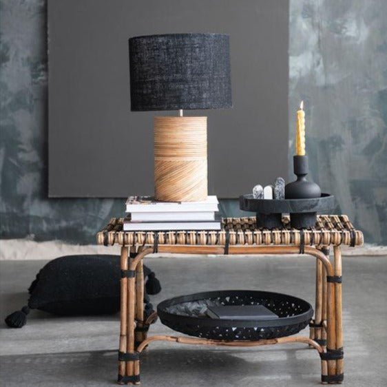 Rattan and Wood Table Lamp*