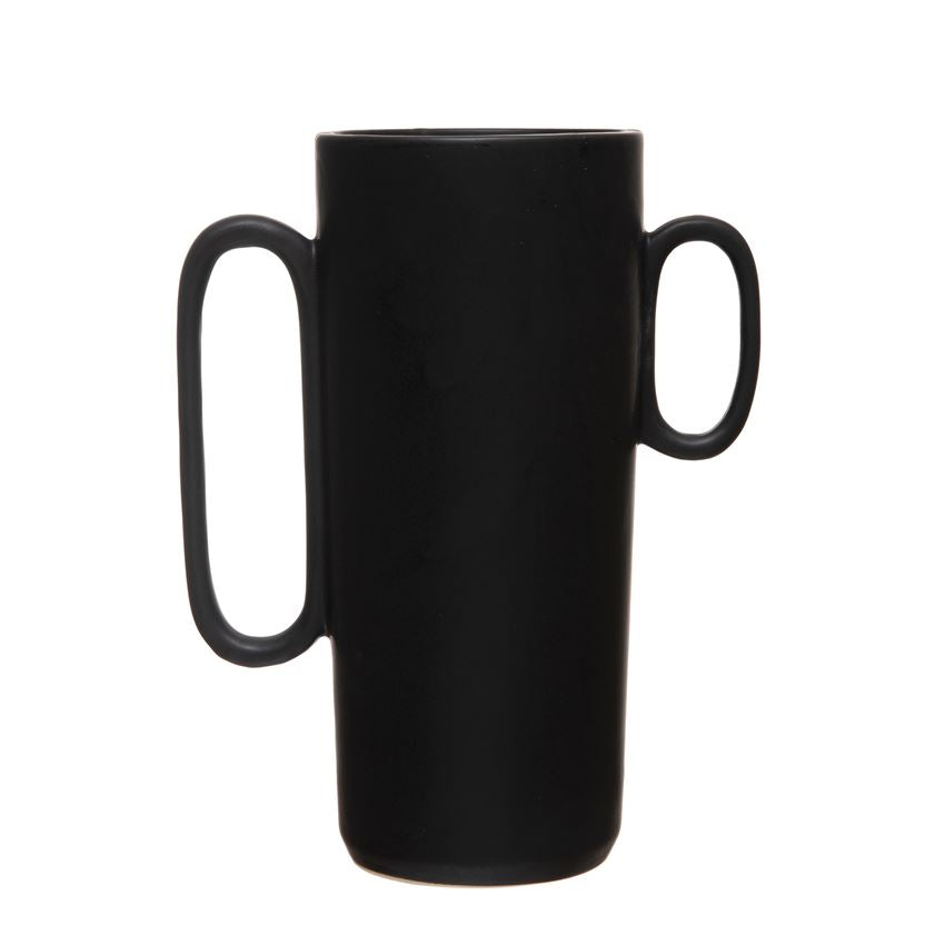 Black Asymmetric Vase with Handles