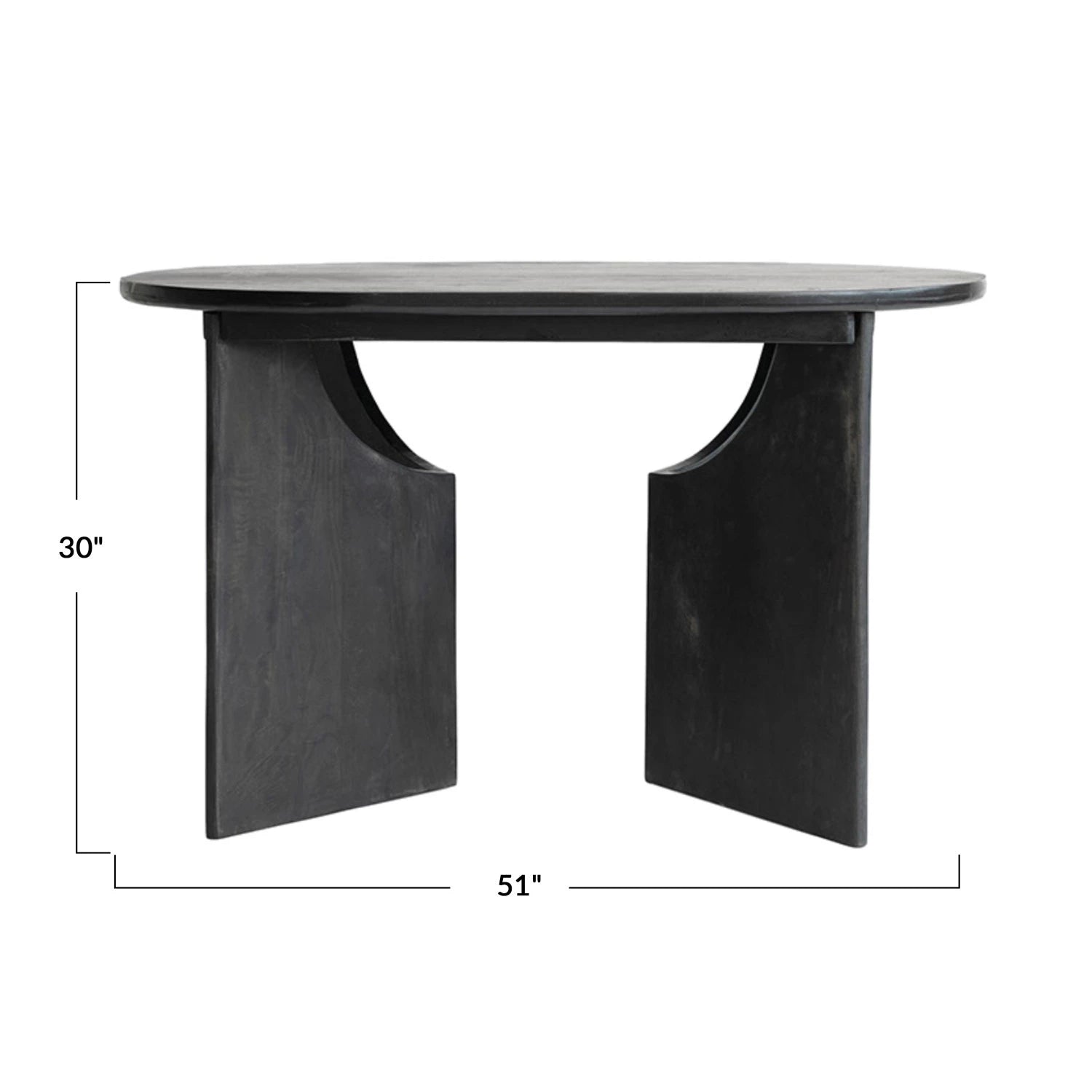 Black Mango Wood Oval Dining Table