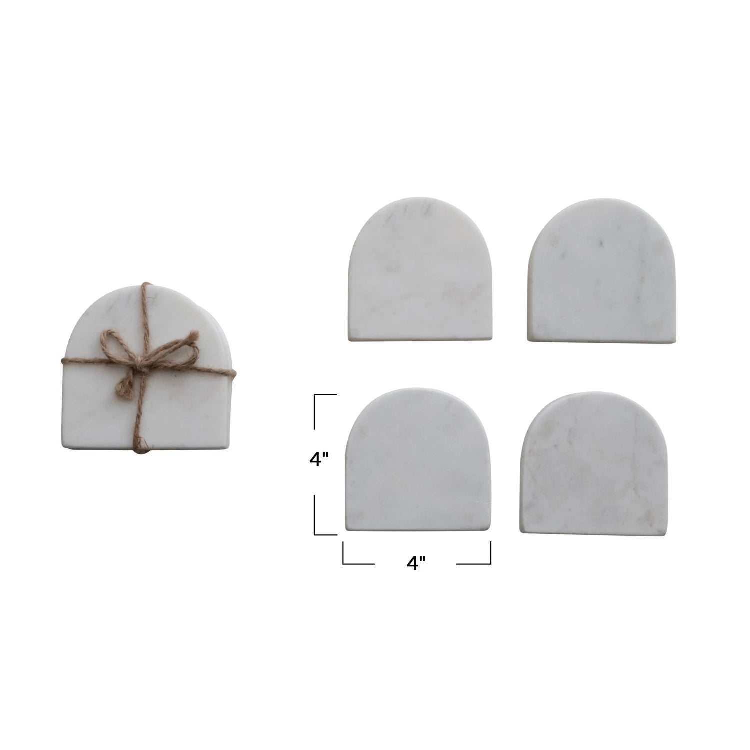 White Marble Arched Coasters
