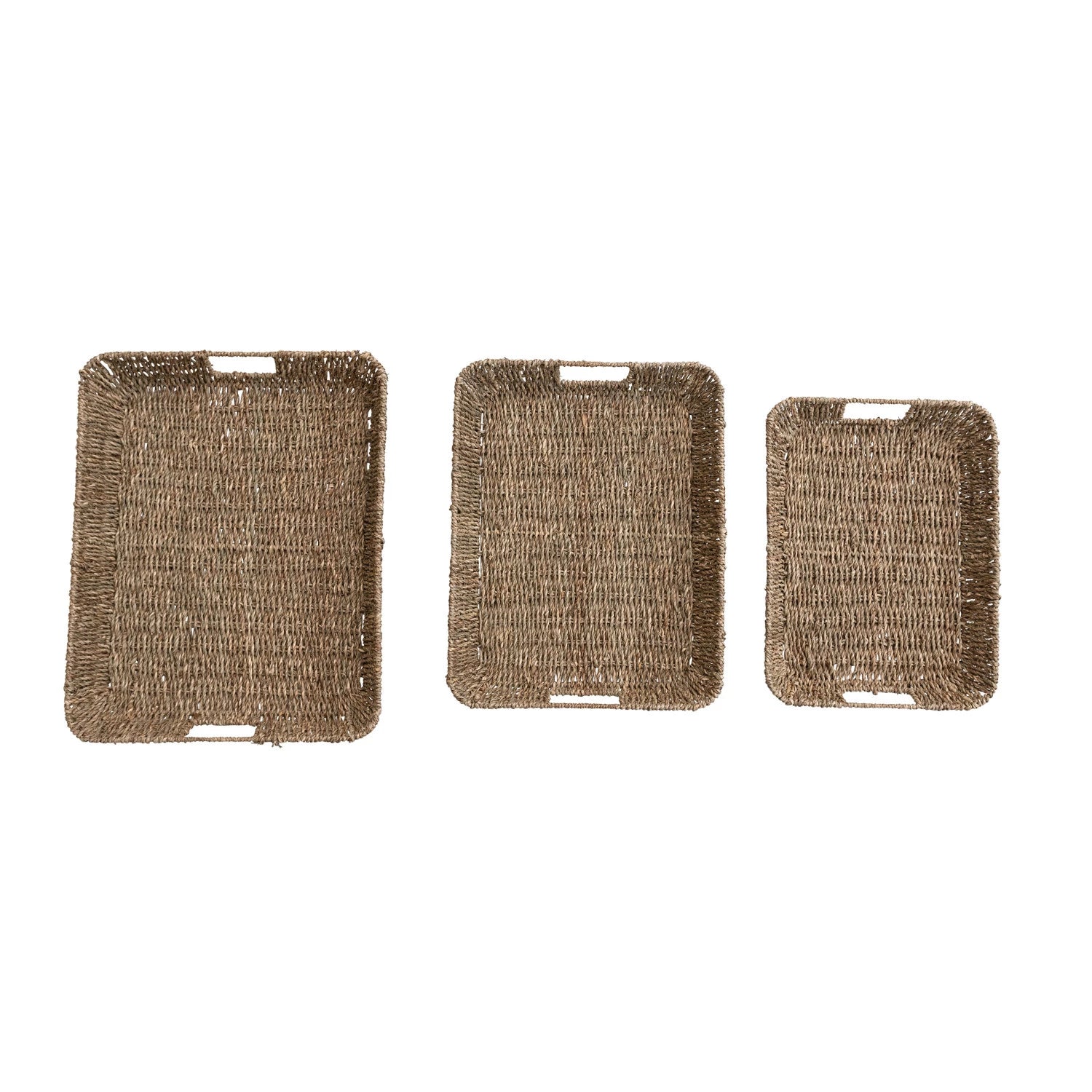 Natural Seagrass & Metal Trays w/ Handles