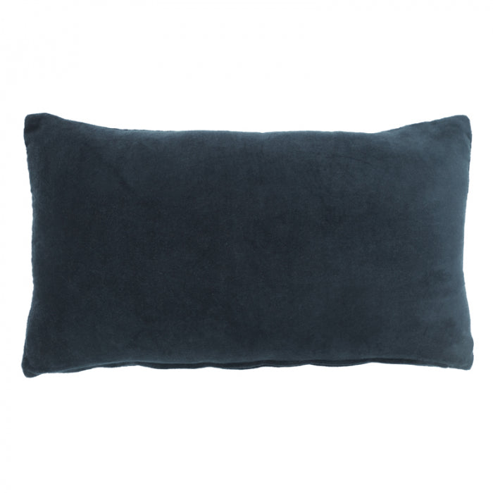 Navy Solid Velvet Lumbar Pillow