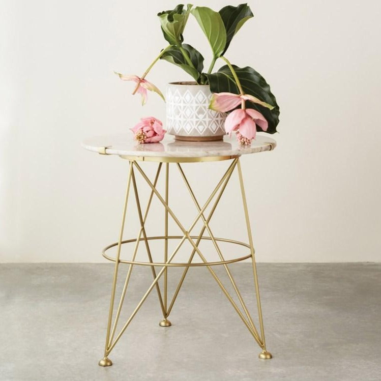 Sand Marble Top Side Table