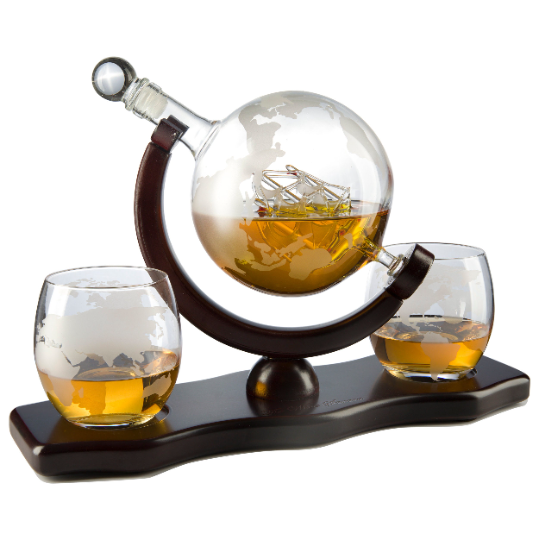 Globe Decanter with 2 Glasses