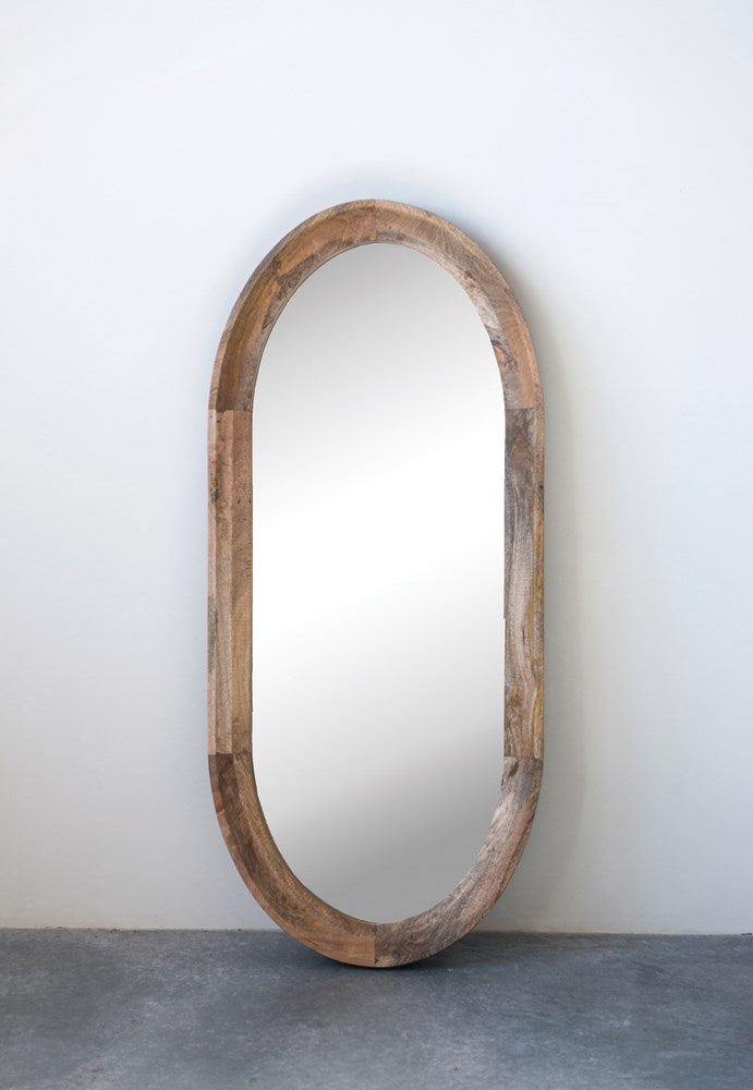 Mango Wood Oval Wall Mirror