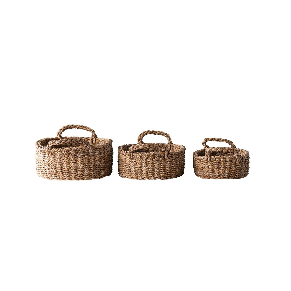 Oval Natural Woven Seagrass Basket w/ Handles*