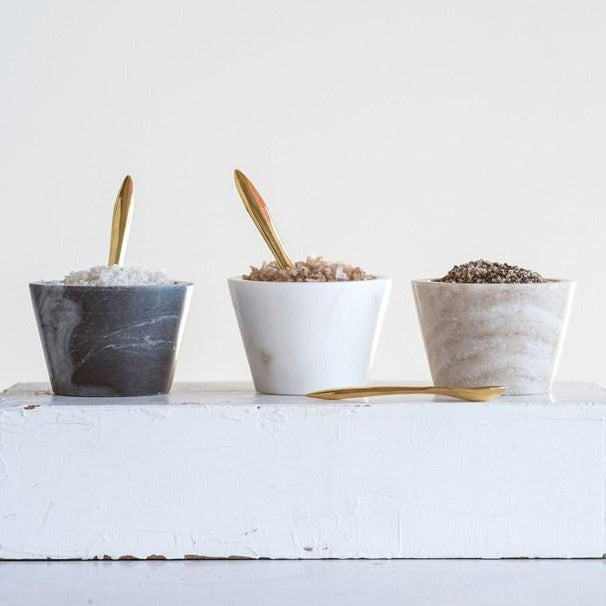 Marble Bowl With Brass Spoon