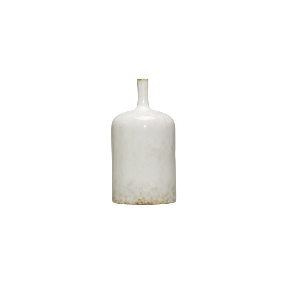 Large White Reactive Glass Vase