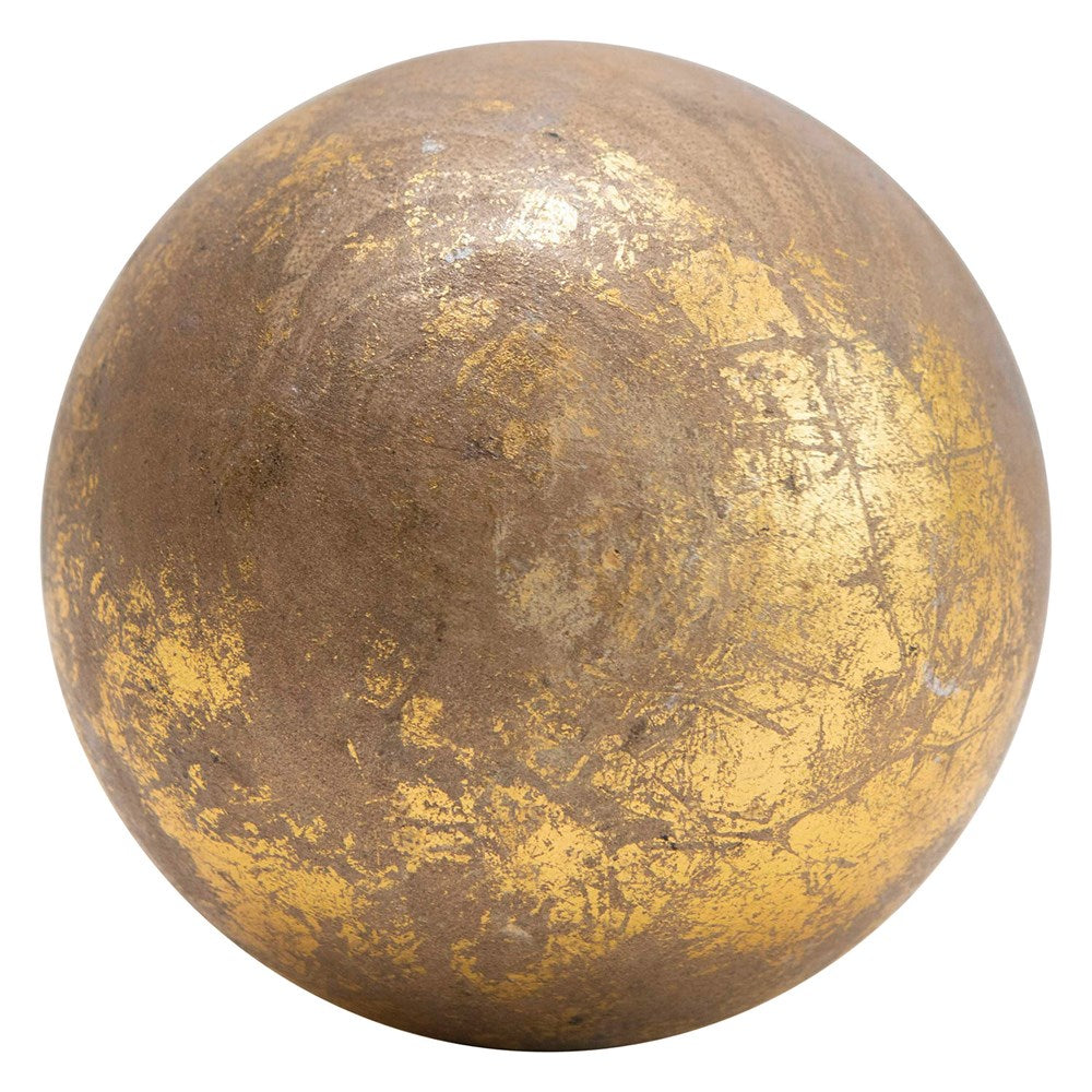 Mango Wood Orb with Gold Foil*