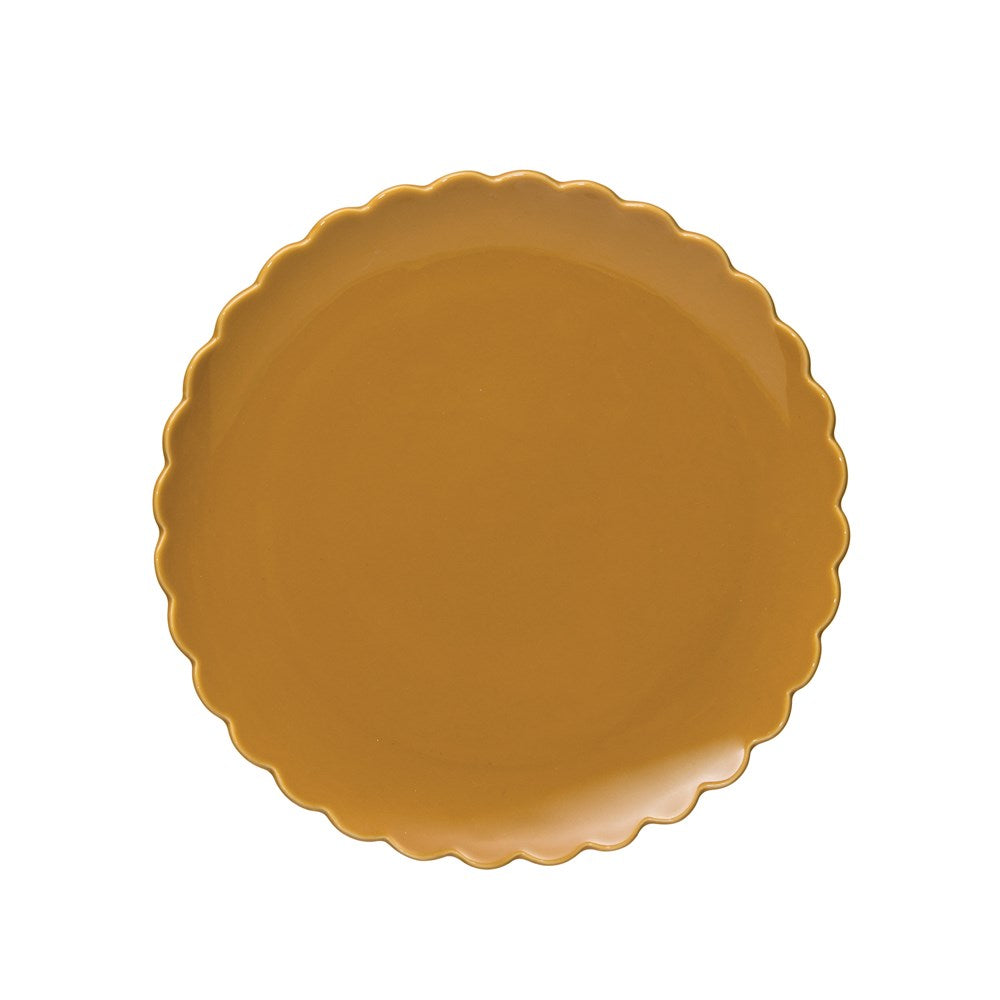 Mustard Scalloped Stoneware Plate*