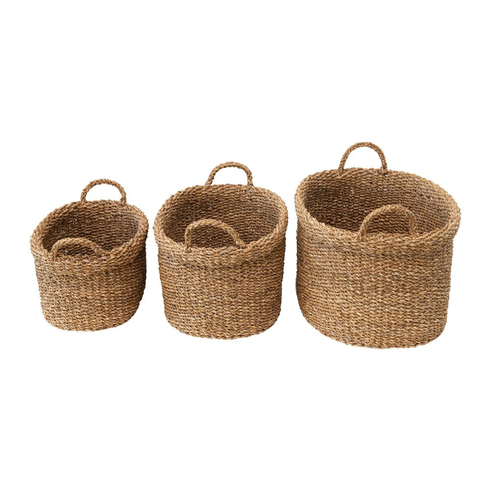 Oval Hand Woven Seagrass Basket w/ Handles*