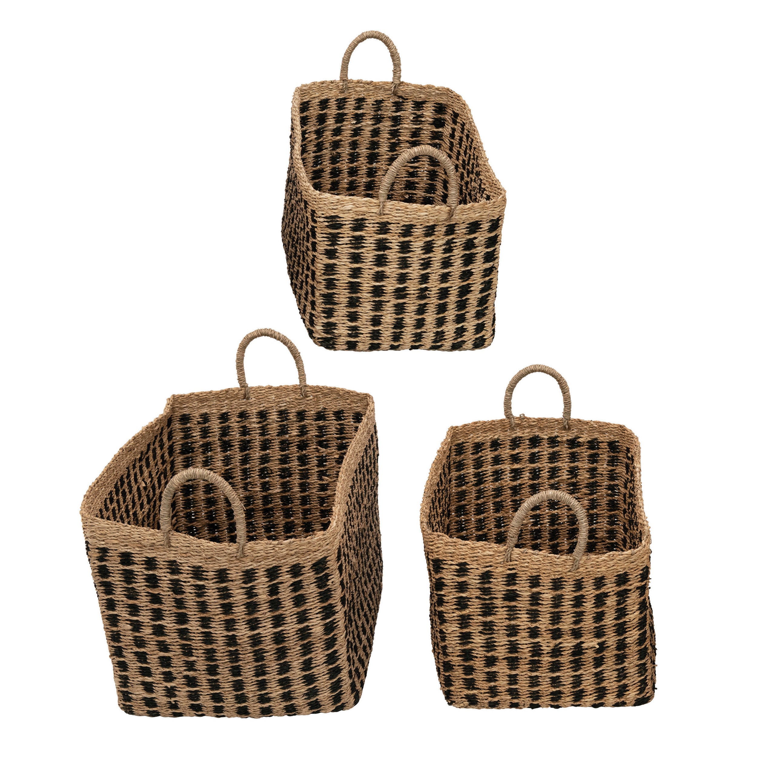 Black Strip Woven Basket*