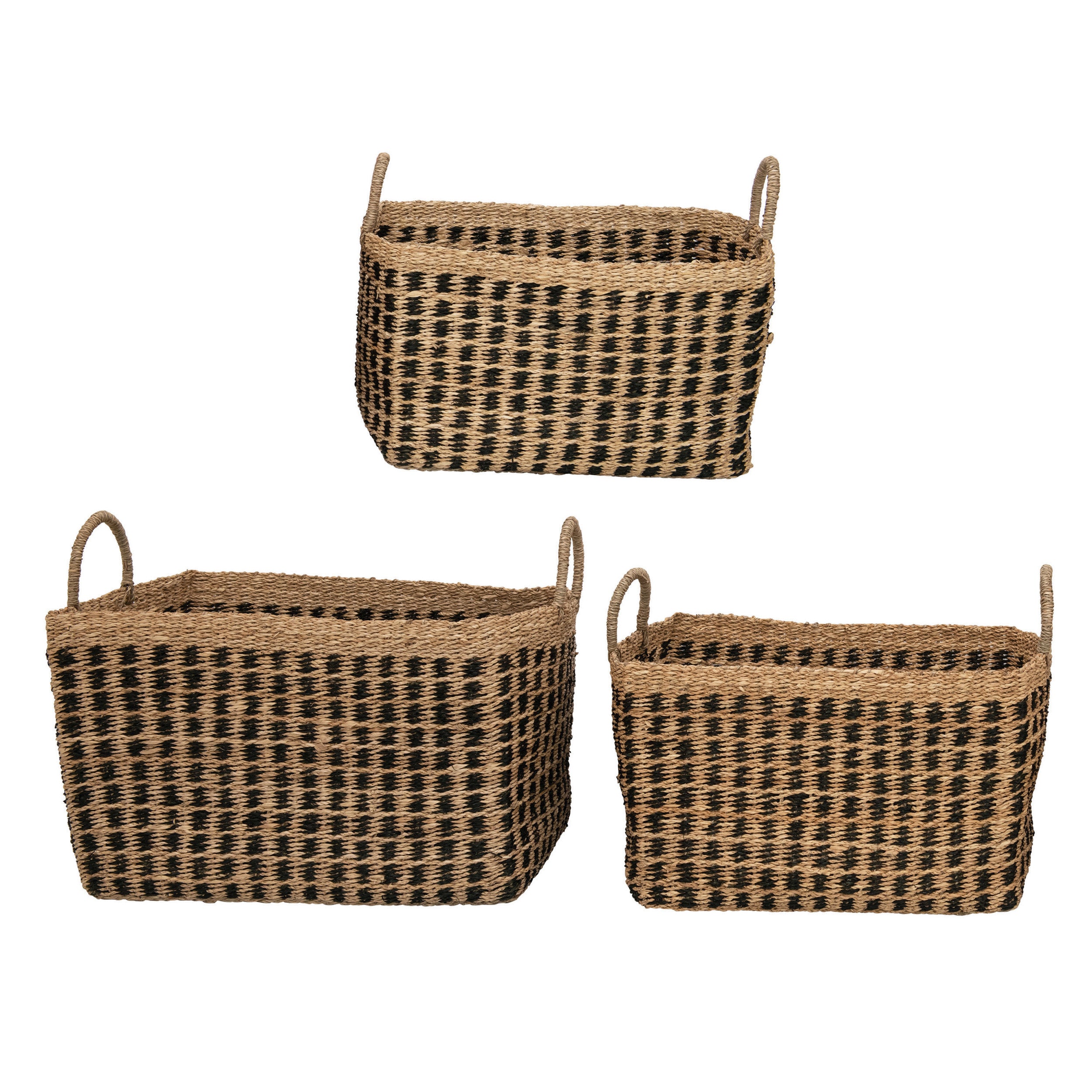 Black Strip Woven Basket*