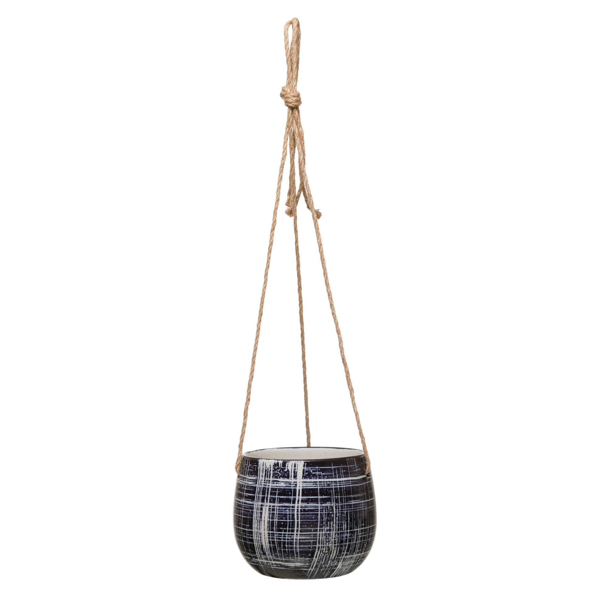 Navy Planter with Jute Hanger