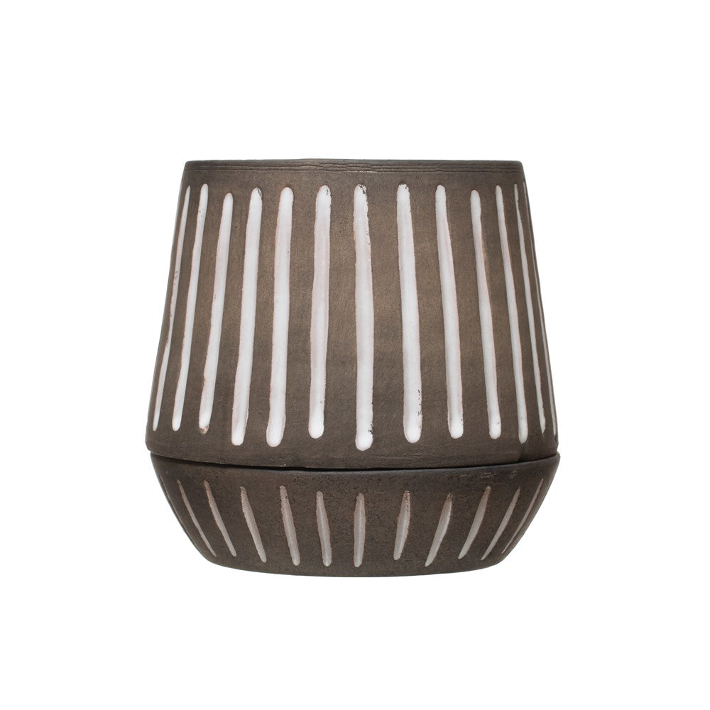 Brown Tapered Planter with Saucer