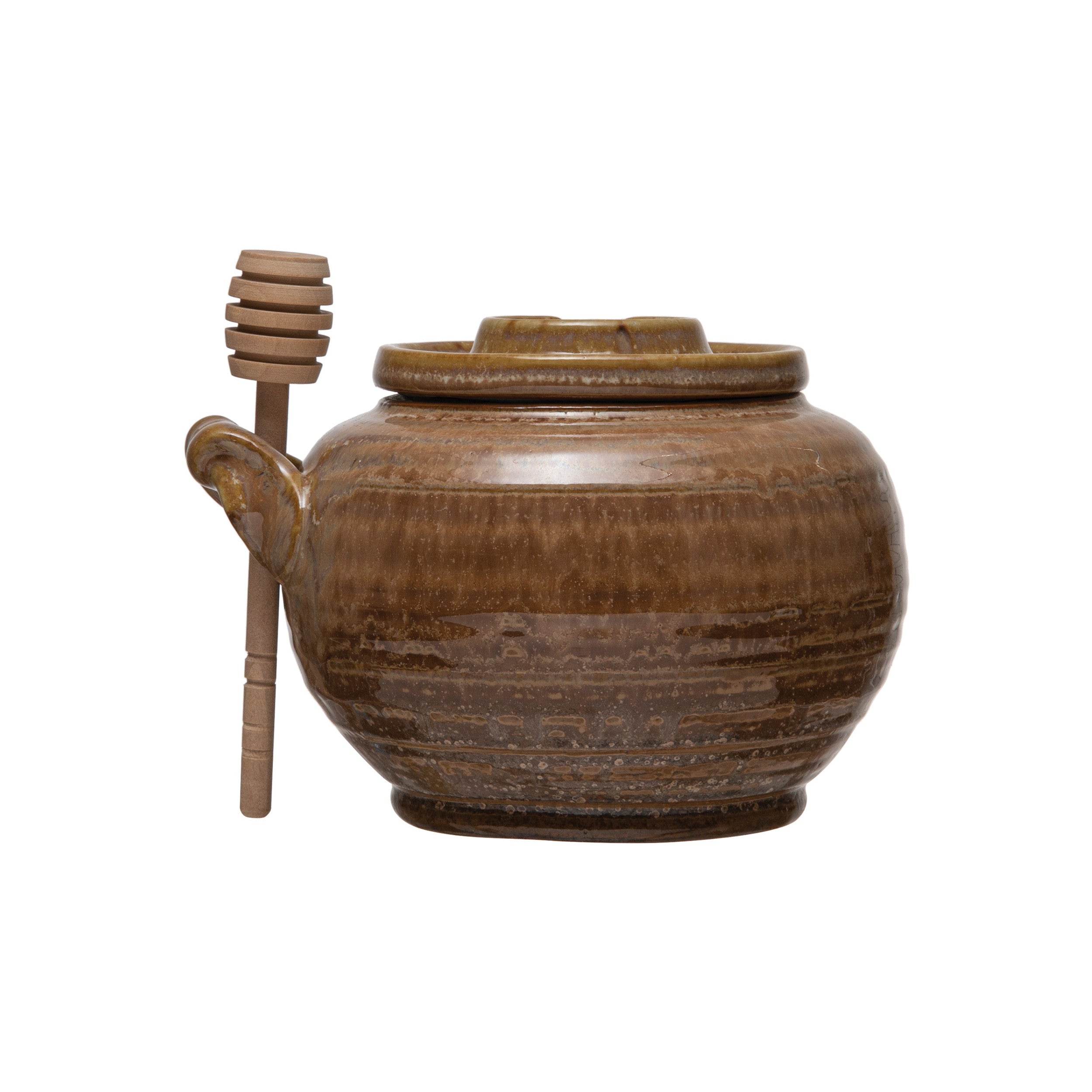 Stoneware Honey Pot with Wood Dipper
