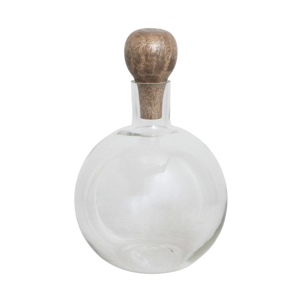 Round Decanter with Wood Stopper