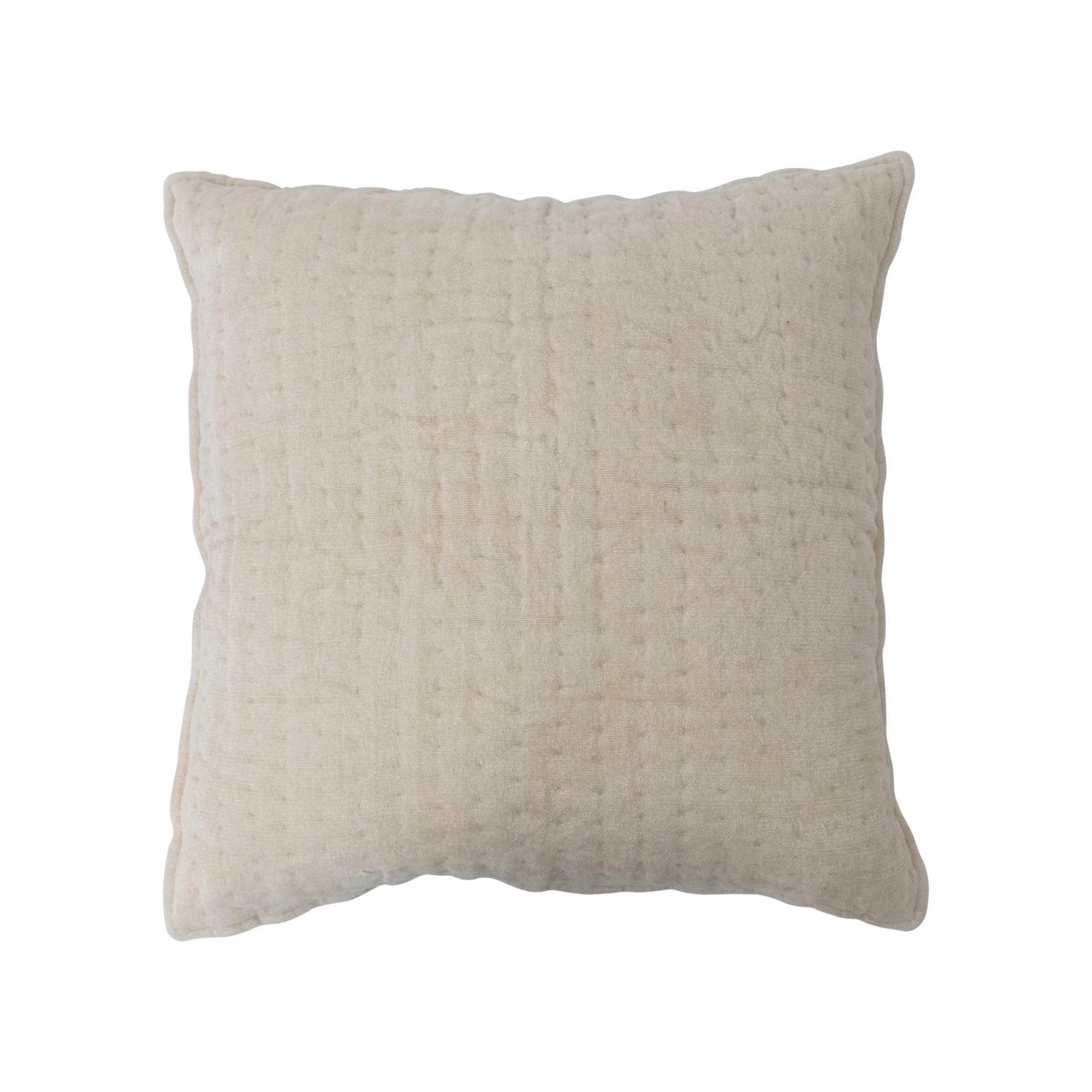Cream Kantha Stitch Chenille Pillow*