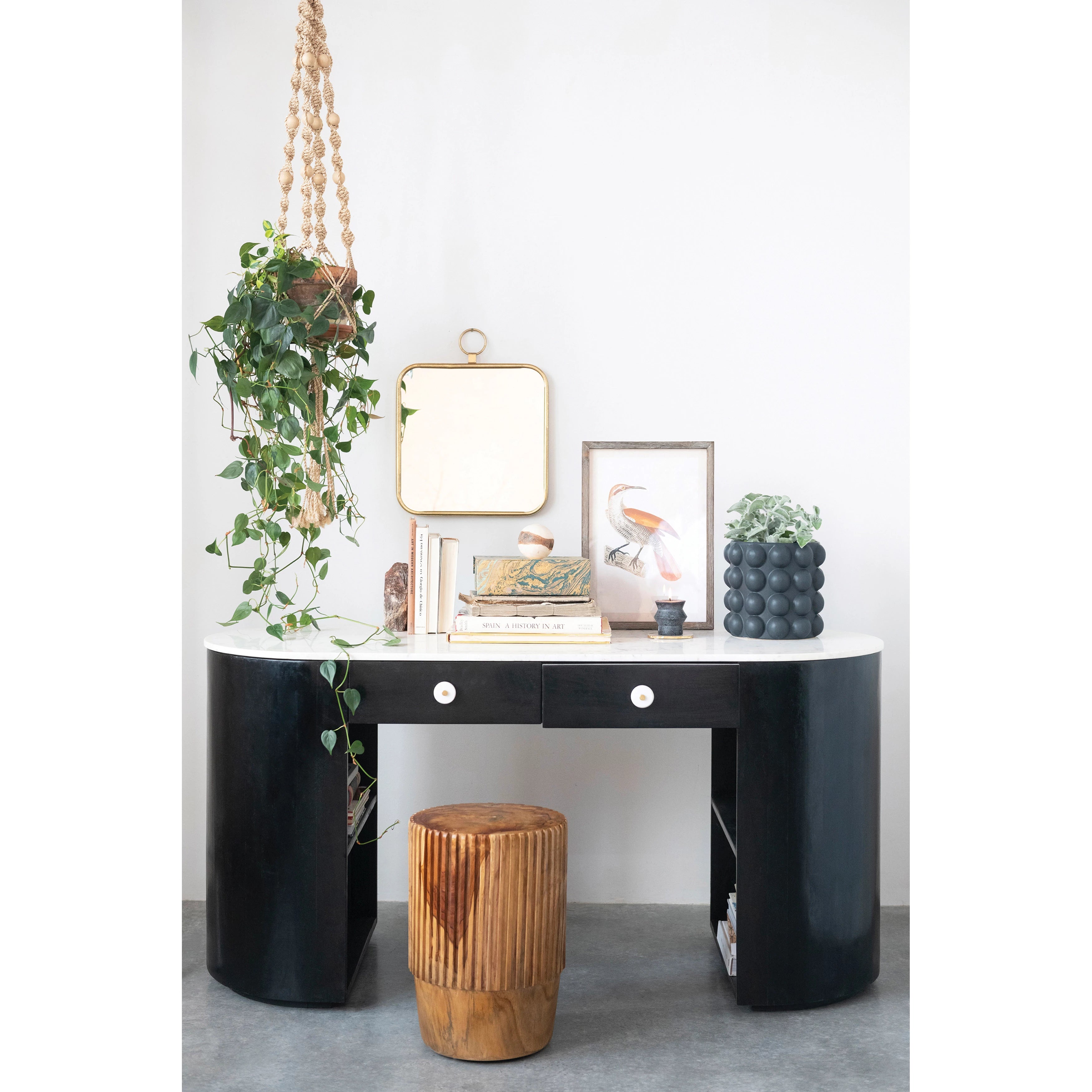 Mango Wood & Marble Oval Desk*