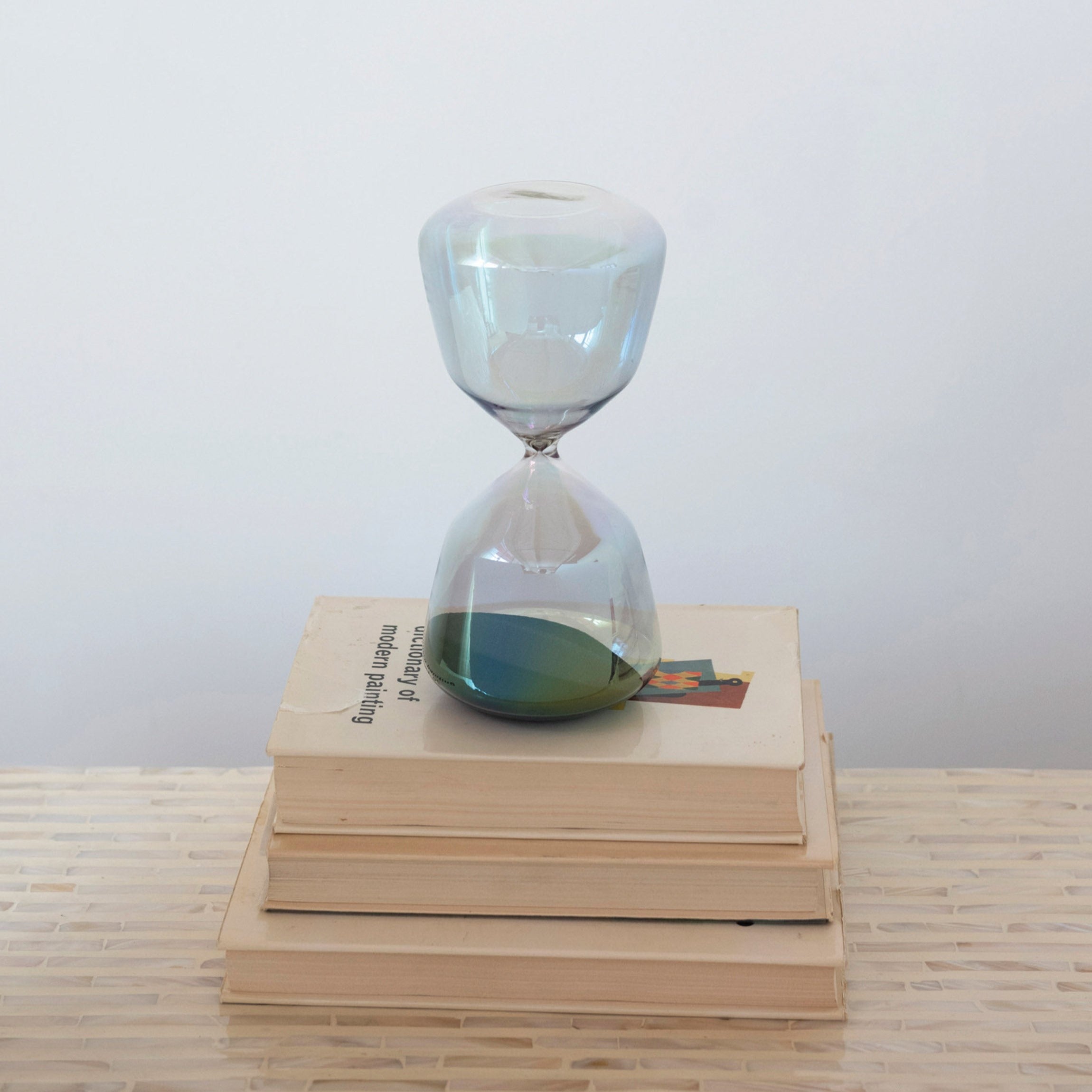 Iridescent Hourglass with Black Sand