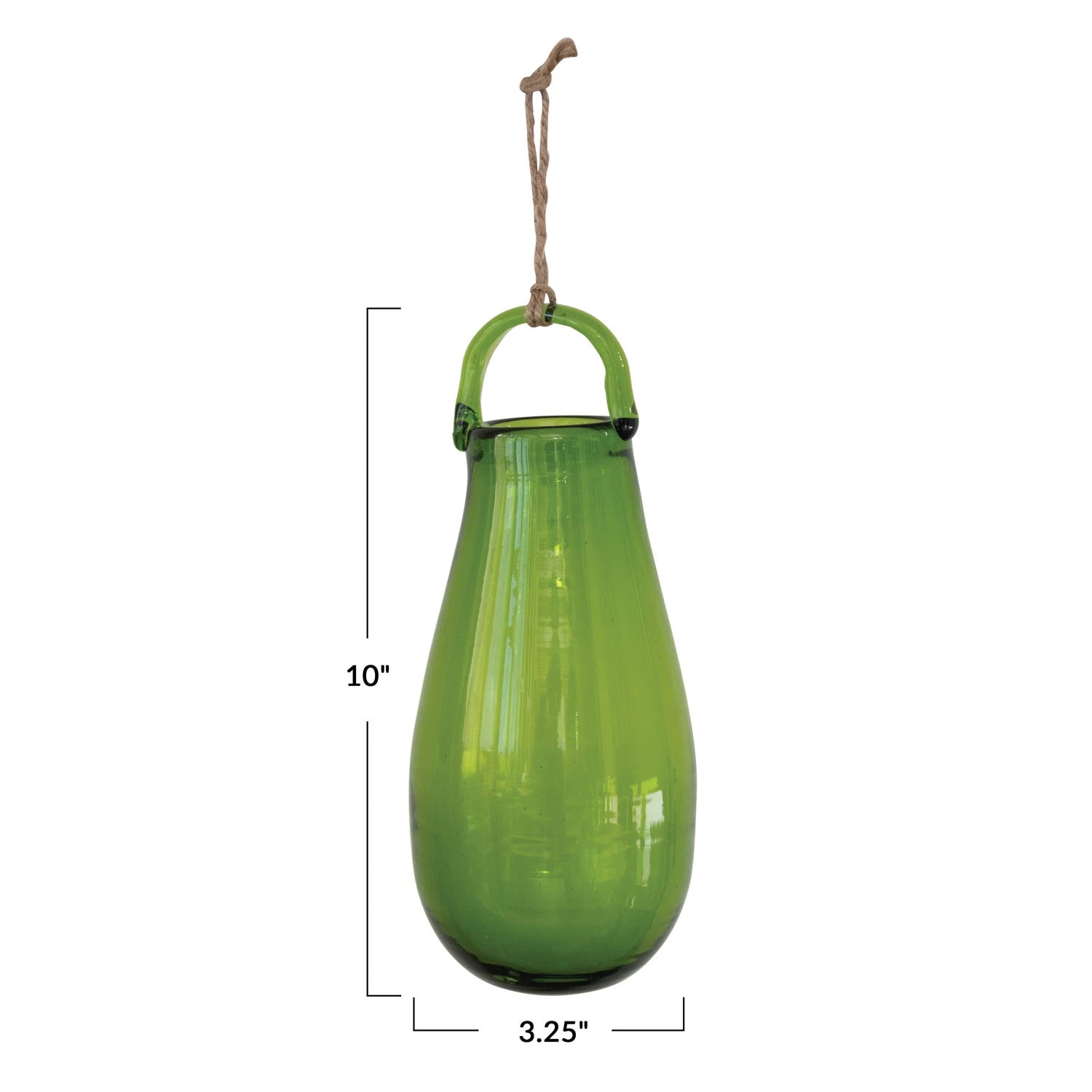 Hanging Hand-Blown Green Glass Vase*